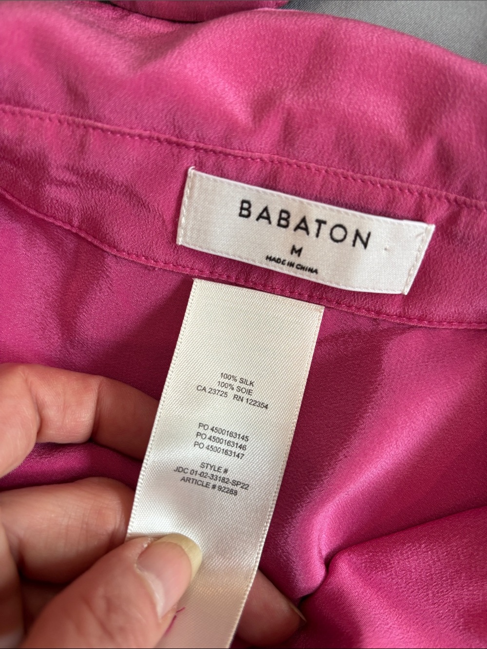 Aritzia Babaton Hot Pink Silk Button-Down Blouse Short Sleeve Medium - Picture 12 of 13